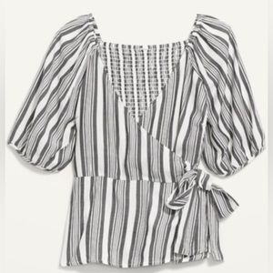Old Navy Striped Wrap Blouse